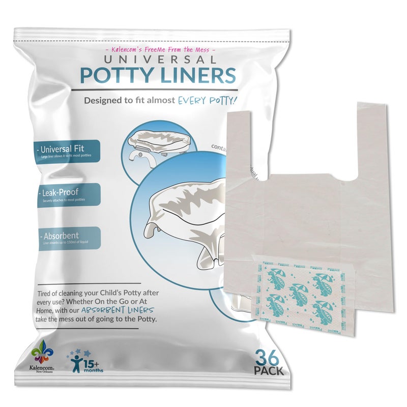 Kalencom Universal Potty Liners - Disposable Potty Liners for Toddlers - Absorbent and Leakproof - Compatible with Potette Travel Potty and Most Standard Toddler Potties - 36 Count - Image 1